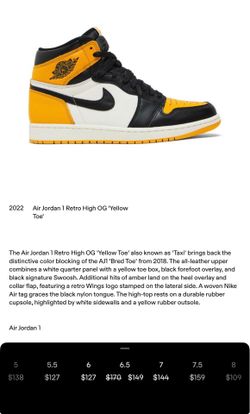 Air Jordan 1 Retro High OG “Yellow Toe” (Size 6.5)