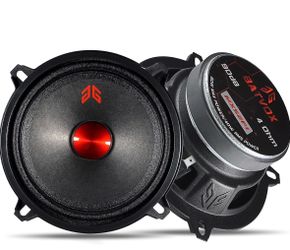 Loudspeaker 5 Inch Midrange 160 Watts 4 Ohms Red Dust Cap, Premium Quality Audio Door Speakers For Car Or Truck Stereo Sound System, Black (2 Speakers