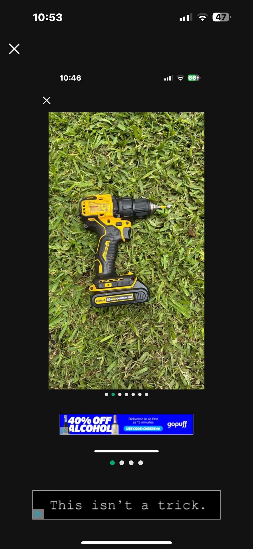 Dewalt DCD708 1/2” (13mm) Cordless Drill Driver With Battery $60