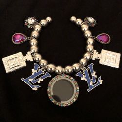 Inspired Handmade Charm Bangle In Silver With A Lockette