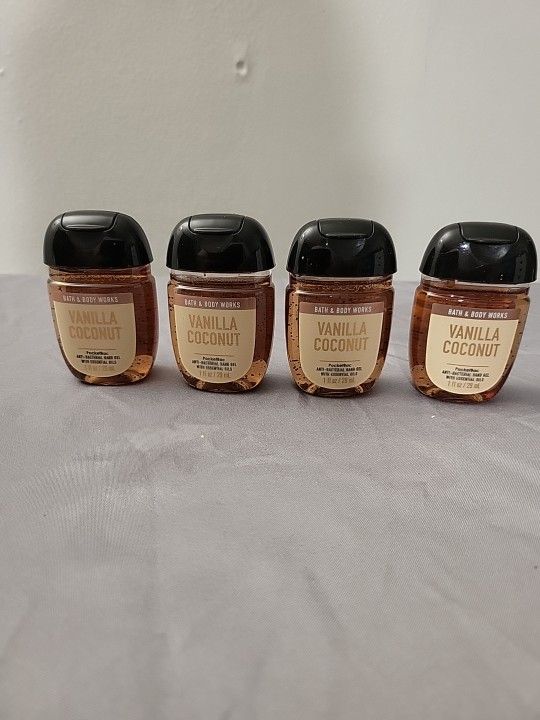 Bath & Body PocketBac Hand Sanitizer Vanilla Coconut Lot Of 4 New (U)