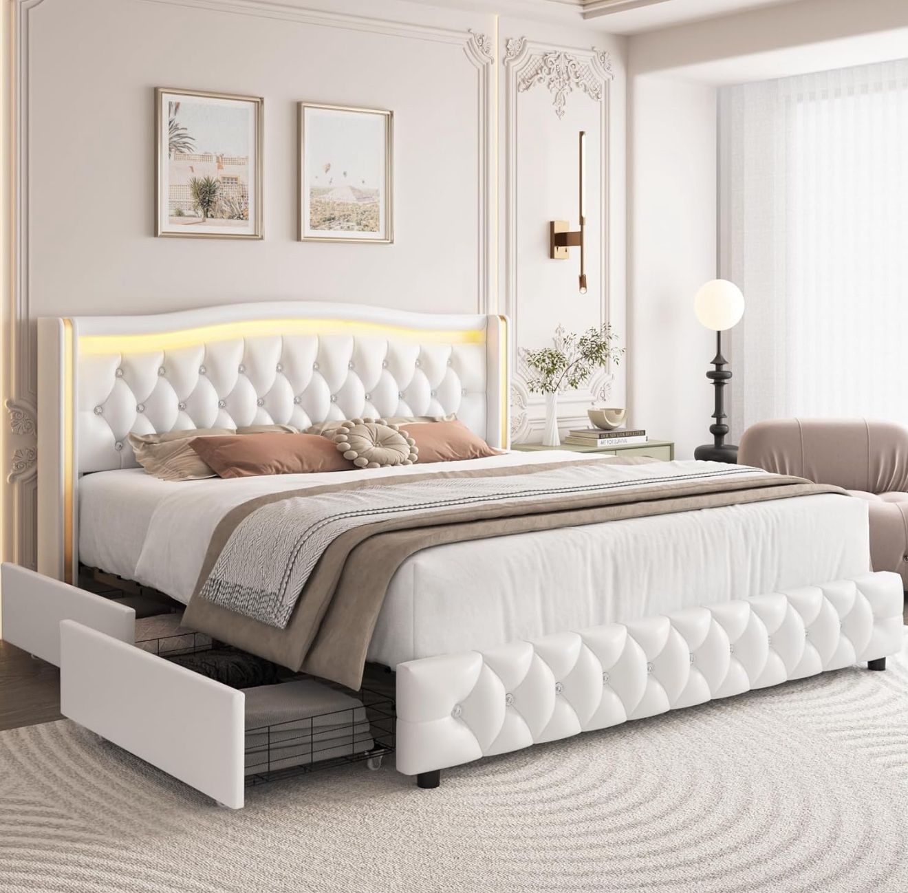 ✨ Queen Size LED Bed Frame with Storage – Modern & Chic! ✨