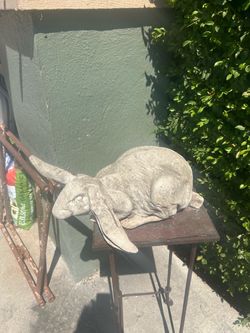 One Bruiser of a Bunny: Very Large Vintage Concrete and Rebar Garden Rabbit: