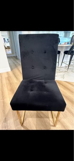 8 black velvet chairs with gold legs