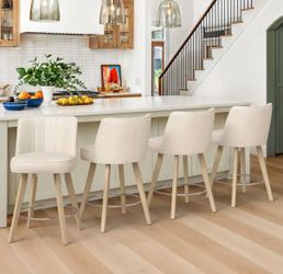 3X Ivory 26” swivel faux leather barstools