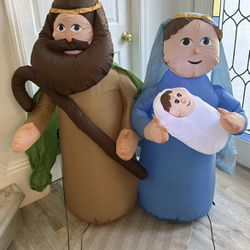 4ft Nativity Lighted Christmas Inflatable Manger Baby Jesus Holy Family Gemmy