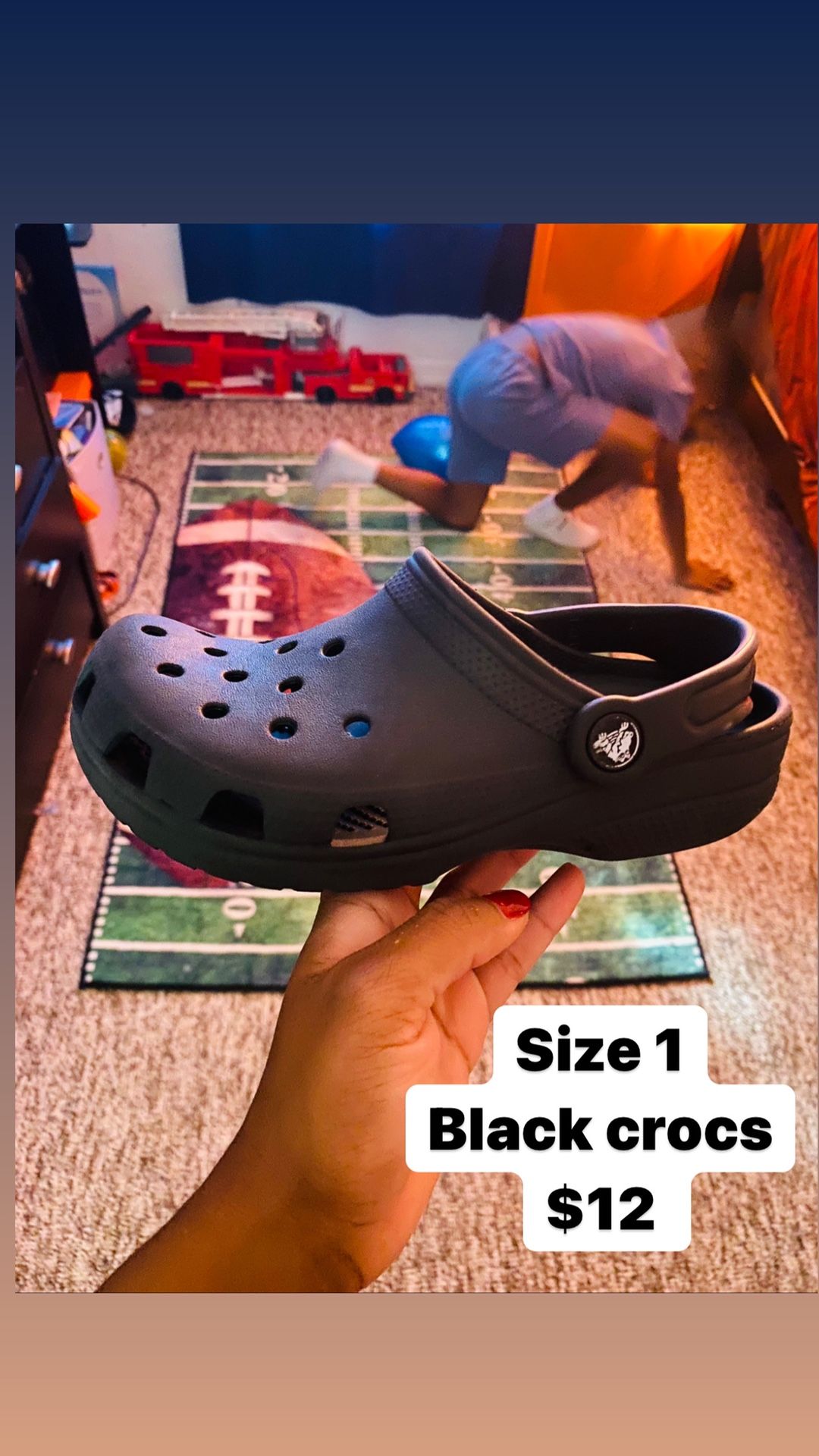 Black Crocs Kids Size 1