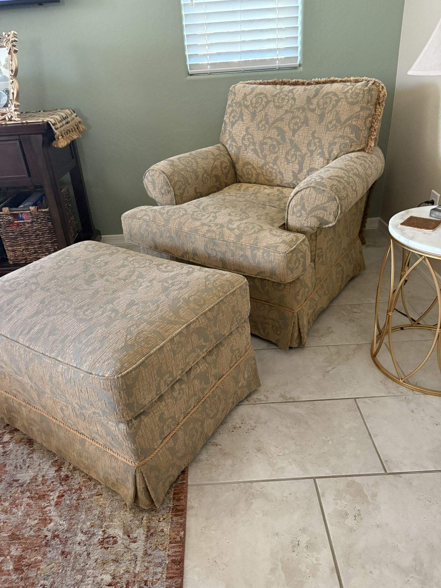 Upholstered Chair & Ottoman 