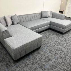 ♥️Valentine's Day SaleGRAYSON GRAY LINEN DOUBLE CHAISE SECTIONAL