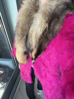 Fuchsia Fur Coat with Big Fur Collar