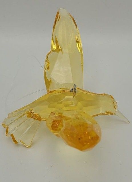 Vintage Yellow Plastic Hummingbird Ornament