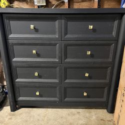 Brand New Farmhouse, Dresser, Plus Nightstand Set (Black, Real Wood)