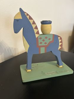 Folk Art Horse Candle Holder