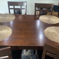 Ashley expresso dining table 4chairs with bench 