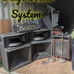 Peavey Stage Set  400wat PA amp-2-SP3 Concert Speakers,1-15*Base ,3 Mic's,2-stands,1-h/d Stool 