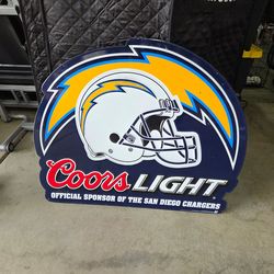 Vintage San Diego Chargers helmet logo Coors light Metal Sign