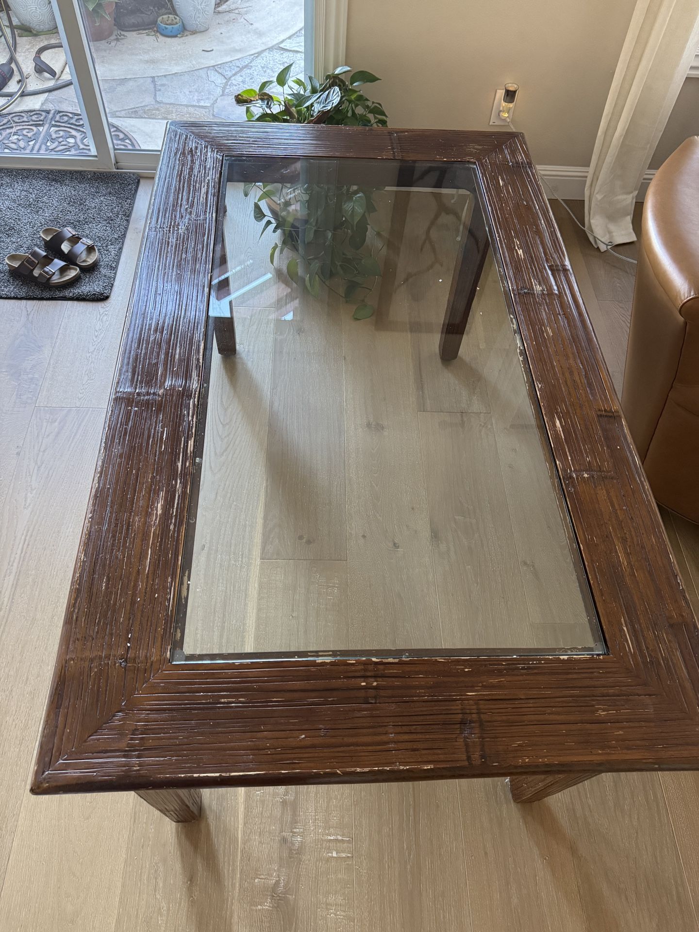 Wood And Glass Dining Table Set $150