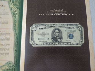American $5.00 and $1.00 Silver Blue Certificates