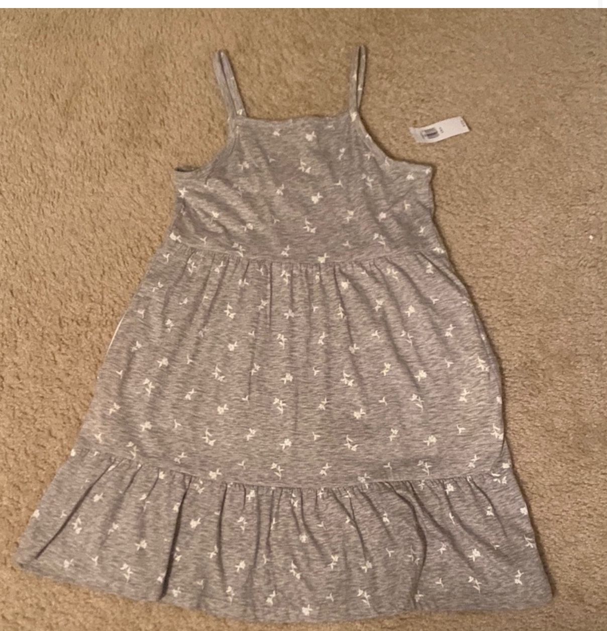 Old Navy Grey And White Floral Pattern Dress
