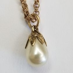 Gold Filled Chain And White Bead.