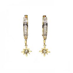 Diamond Huggie Earrings with Diamond Charms