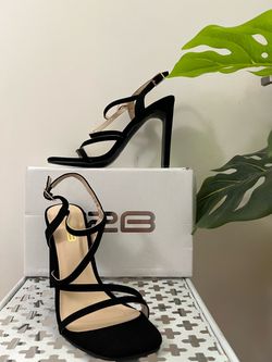 🌟 STUNNING Black Strappy Block Heels - Size 7.5 (LIKE NEW!) 🌟