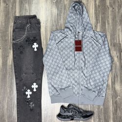 Gucci Hoodie, Chrome Heart Jeans, And Gucci Sneakers Brand New With Box 