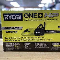 Ryobi 18V Brushless Whisper Series 12" Battery Chainsaw - Brand New