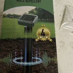 Mole Repellent Solar Powered 4 Pack,Snake Vole Repellent Outdoor, Gopher Repellent Ultrasonic Solar Powered for Lawn Garden Waterproof, Sonic Mole Spi