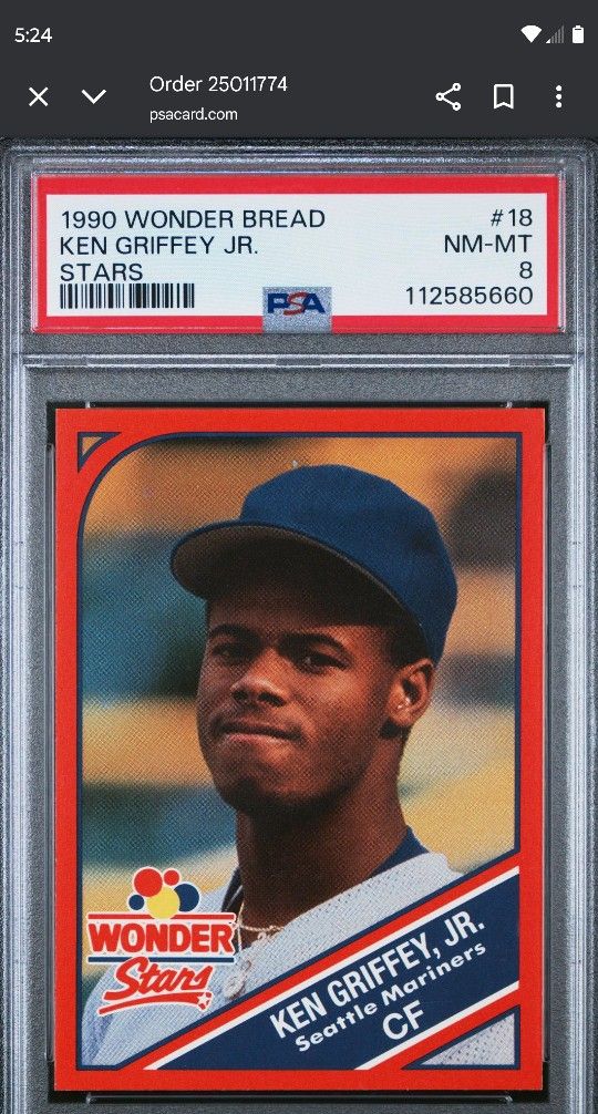 1990 Wonder Bread Stars - Ken Griffey Jr #18 PSA 8 Brand New Slab Super Rare 🔥🔥🔥