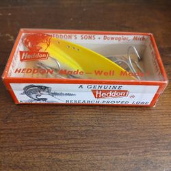 Brand New In Box Vintage Heddon large SONAR Lure #435, 3-3/4" long, Yellow 