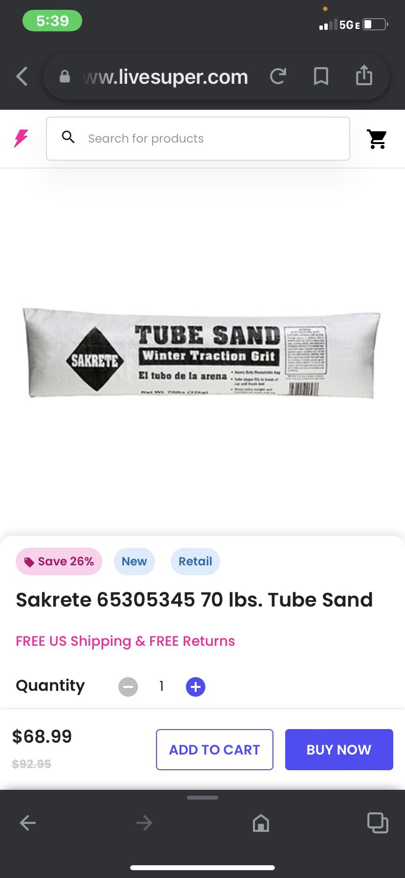 Winter Traction Grit -Tube Sand 