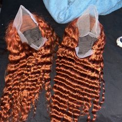 100% Human Hair Two Ginger Curly Wig Bundle 