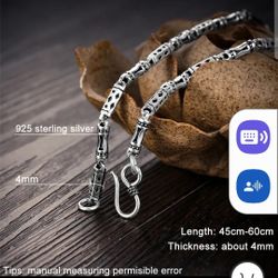 925 Sterling Silver Bamboo Chain Necklace 