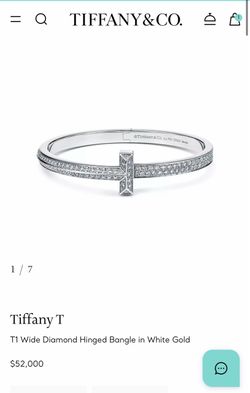 Tiffany T bracelet T1 Wide Diamond Hinged Bangle in White Gold