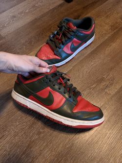 Size 9.5Nike Dunk Low Mens Cargo Khaki Mystic Red Athletic Sneakers DV0833-600