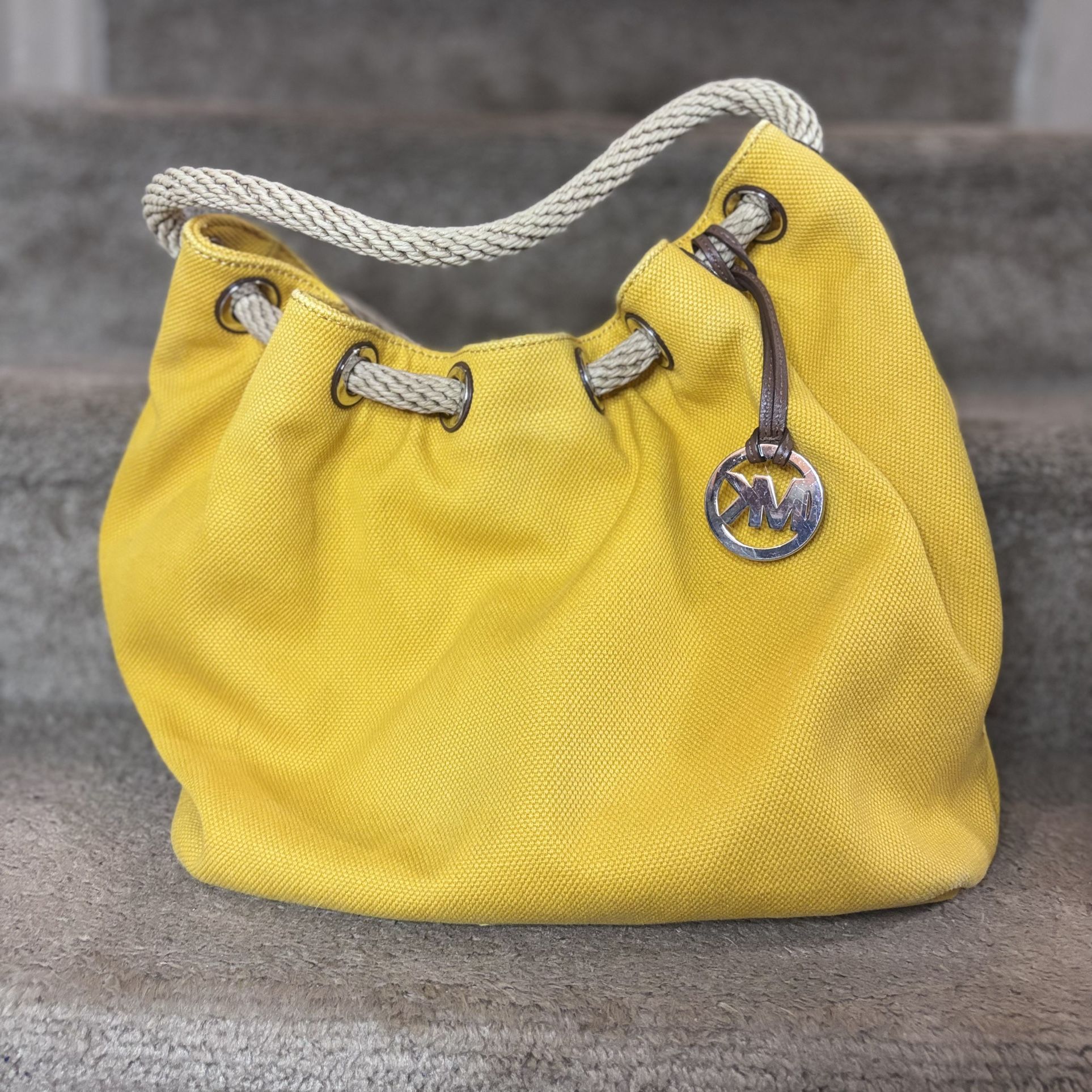 Michael Kors Marina Mustard Yellow Large Gathered Tote Handbag
