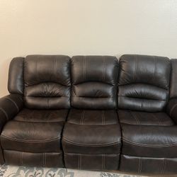 Leather Recliner (Manual) Sofa.