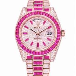 BAGUETTE ROLEX PINK BARBIE WATCH 