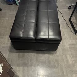 Large Black Ottoman/ With Fold Out Bed