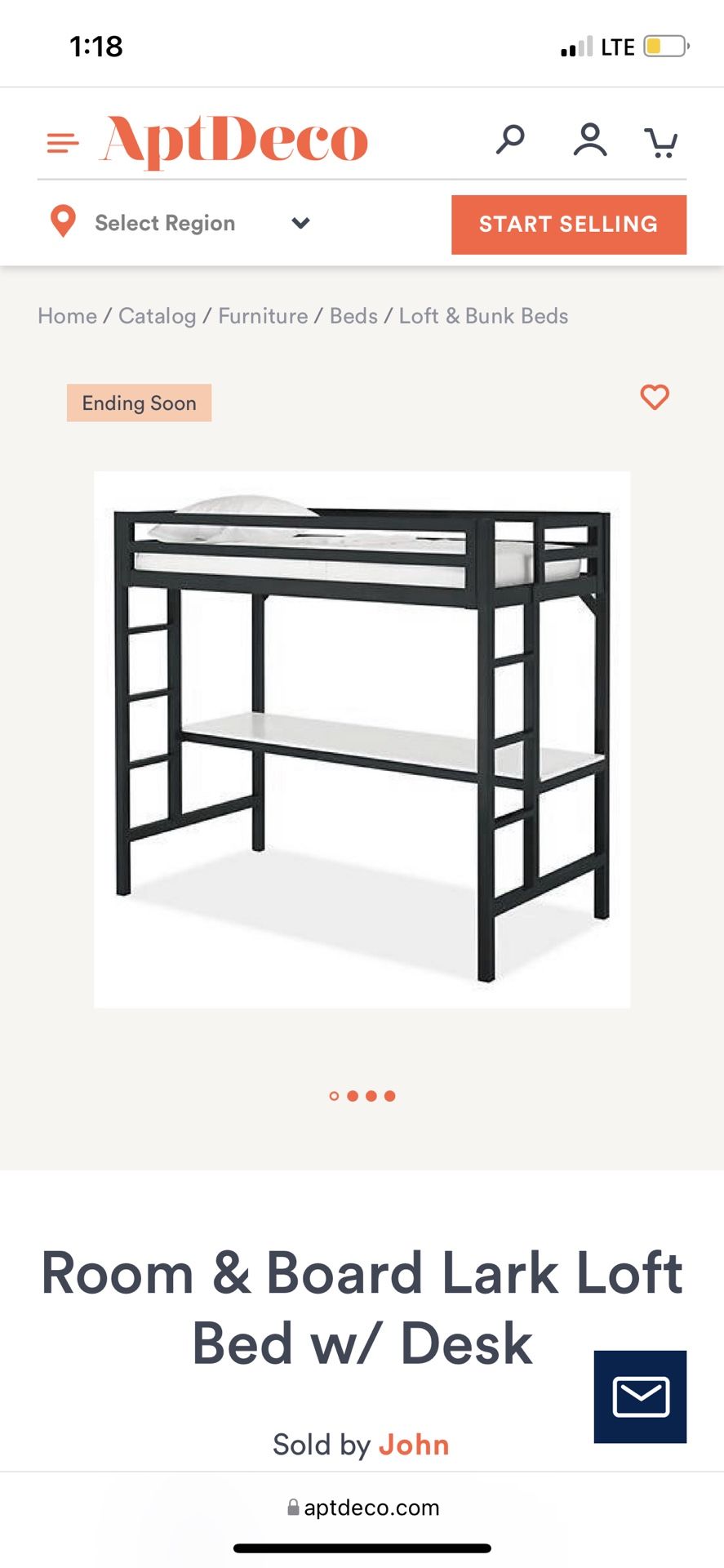 Room & Board Lark Loft Bed w/ Desk