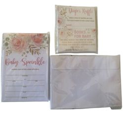 25 Baby Shower Invitations Set Floral Diaper Raffle Books for Baby