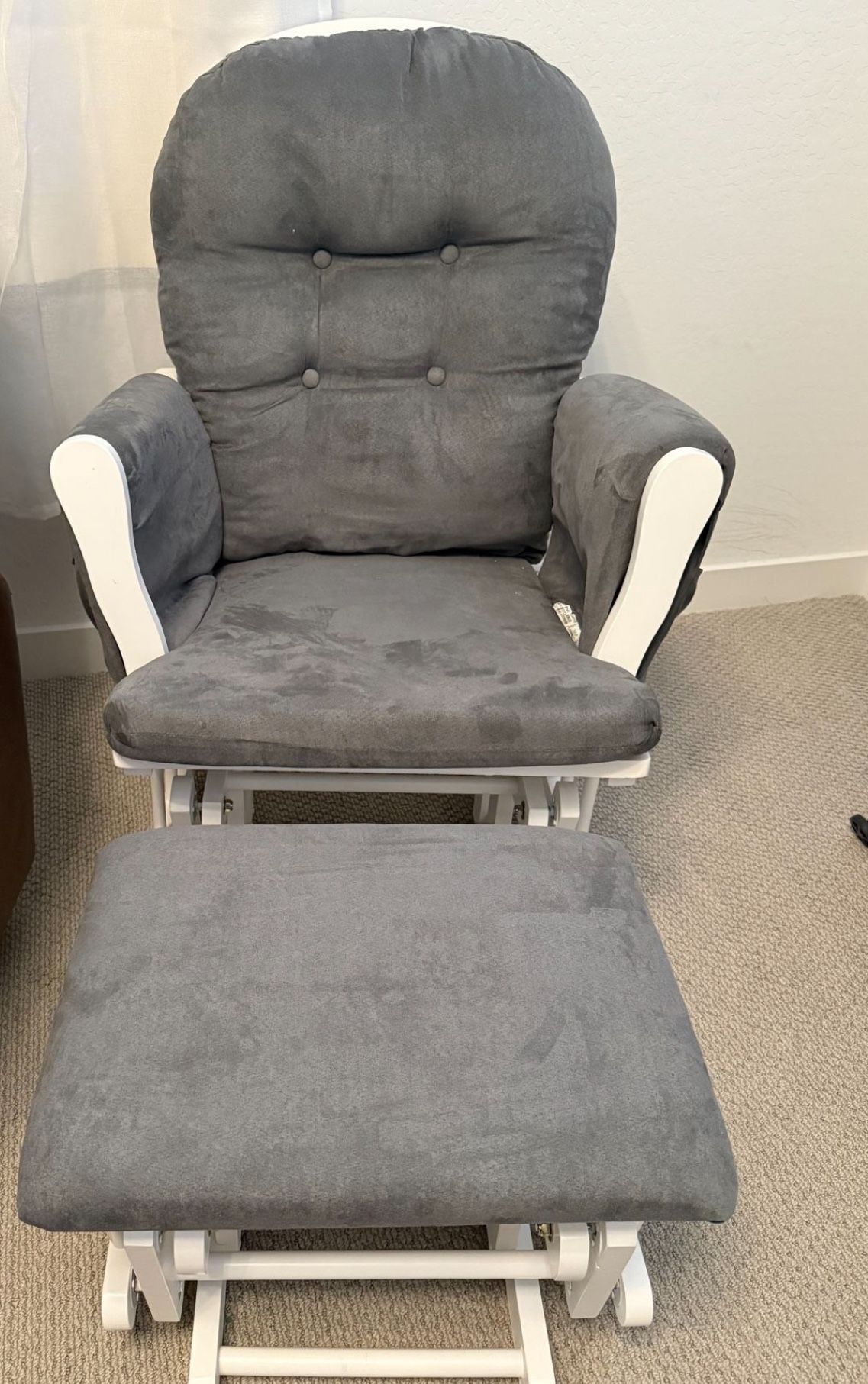 Premium Hoop Glider and Ottoman White/Gray