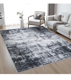 4x6 Rug Washable Area Rugs Neutral Abstract Soft Modern Stain Resistant Indoor F