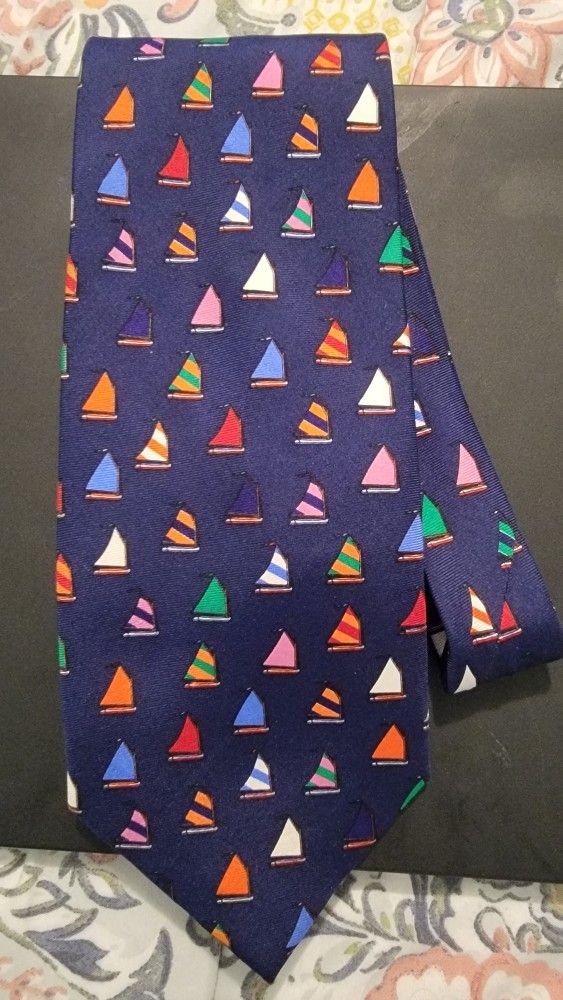 Silk Neckie By ALYNN - Classic Sailboat Design