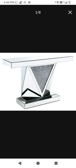 Crystal mirror side table