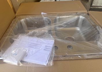 Glacier Bay 33 in. Drop-In 50/50 Double Bowl 20 Gauge Stainless Steel Kitchen Sink