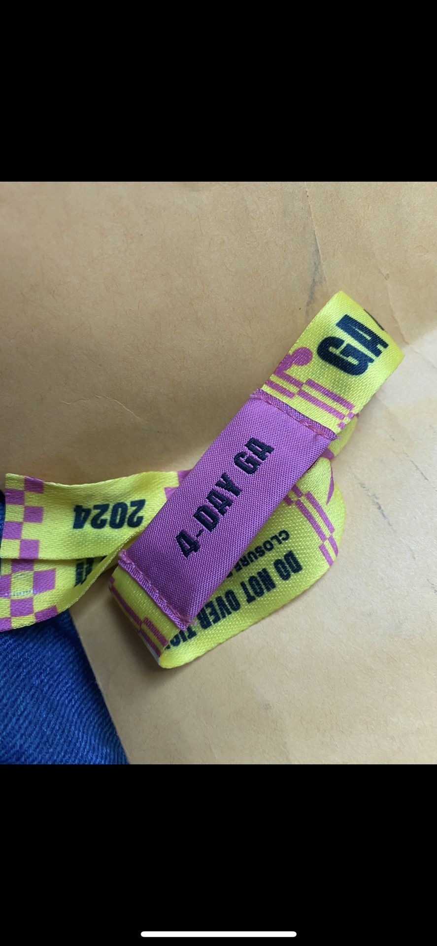 4 Day GA Lollapalooza Wristband