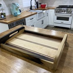 Solid wood serving trays