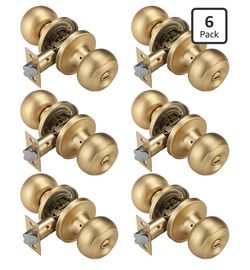 (Brand New in Box)  6 Pack Gold Door Knobs for Privacy, Brass Door Knob Interior for Bath & Bedroom with Turn Lock /A3-CN-5737